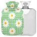 NAANLE hot water bottle with cover plaid flower goose blower Transparent hot water bottle 2l large hot hot water bottle for menstrual cramps pain relief handfoots heat and cold therapy