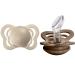 BIBS Pacifiers - Couture Collection | BPA-Free Baby Pacifier | Made in Denmark | Set of 2 Vanilla/Dark Oak Color Premium Soothers | Size 0-6 Months