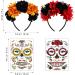 FRCOLOR 2Pcs Day of The Dead Headband with Mexican Flower Crown and Halloween Tattoos - Red and Orange - Buy Online on GoSupps.com