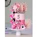 JeVenis Luxury Hot Pink Cake Decoration Set for Girls Birthday & Bridal Shower - Pink Balls, Palm Leaves, Heels, Lipstick & Bag Cake Topper - Buy Online on GoSupps.com