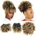 Afro Puff Drawstring Ponytail with 2 Replaceable Bangs Afro High Puff Bun with Spring Curl Bangs and Afro Puff Bangs Clip in Hairpieces Pineapple Updo Ponytail with Bangs (T1B /27) 1 ponytail+ 2 bangs T1B/27