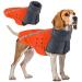 Slowton winter dog coat warm polar trap lining dogs outdoor jacket with turtleneck scarf reflecting stripes adjustable waterproof windproof outfits for small medium -sized dogs m+ orange