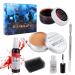 MEICOLY SFX Makeup Kit Scars Wax, Fake Blood Spray(2.1Oz) Halloween Special Effects Wound Modeling Skin Wax(1.67Oz) with Spatula, Black Stipple Sponge, Coagulated Blood Gel(1.06Oz),5ml Castor Sealer,02 Modeling Wax Set 02