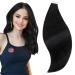 RUNATURE Black Tape in Hair Extensions Human Hair Black Tape in Hair Extensions Remy Human Hair Black Tape in Extensions Silky Straight 12 Inch 30 Gram 12 Inch 1-Tape #1B