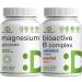 Magnesium Glycinate 500mg Veggie Capsules & Bioactive Vitamin B Complex Bundle Pack Easily Absorbed Chelated Mineral Immune Energy & Metabolism Supplement