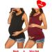UNibelle Maternity Nursing Tank Top - Double Layer Sleeveless Pregnancy Shirt for Women, S-XXL (2pcs Black + Wine Red) - Buy Online on GoSupps.com