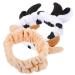 FRCOLOR 2 Pcs Animal Ear Spa Headband Milk Cow Hairband Plush Face Wash Hair Wrap Horn Cosmetic Shower Hairband Elasticity Makeup Skincare Sweatband Towel for Home