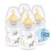 NUK First Choice+ Baby Bottles Set | 0-6 Months | Temperature Control | Anti Colic Vent | 150 ml | BPA-Free | Latex Teat | Safari (Beige) | 4 Count Animals 4 Count (Pack of 1) Single