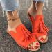 Flat plateau sandals for women fashionable tassel leather sandals comfortable women's shoes with open toes summer fashion sexy gladiator beach sandals non-slip outdoor sandals Oranje 43 (Apric Oranje 36 EU