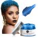 Blue Hair Coloring Wax Temporary Hair Clay Pomades 4.23 oz,Natural Hair Dye Material Disposable Hair Styling Clay Ash for Cosplay,Halloween,Party #07 Blue