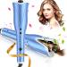 Automatic Curling Iron Auto Hair Curler with 1" Large Rotating Barrel & Adjustable Temps & Timer Anti-Tangle & Anti-Scald Fast Heating Hair Curling Wand for Hair Styling Auto Shut-Off Blue