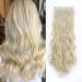 Gairyan clip in extensions hair extension 7 parts synthetic hair parts hair extensions clips 50cm curly wavy long synthetic hair for women (bleaching blonde) 50cm bleach blonde