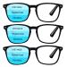 Progressive Multifocus Reading Glasses Men Women 3 Pack Anti Blue Light Eyestrain Quality Computer Readers (3 Black 2.0) 3 Black 2.0 x