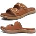 COFACE Womens Orthotic Slides Comfort Plantar Fasciitis Arch Support Slip on Flat Sandals Ladies Soft Cushion Fashion Yoga Mat Slippers With Adjustable Straps 8 Tan