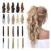Qunlinta Ponytail Extension Hair Extensions Ponytail 18" 20" Claw Curly Wavy Ponytail Extension Straight Clip in Ponytail Extension Synthetic Hairpiece Ash Blonde Mix Light Brown 18-inch-Curly Ash Blonde Mix Light Brown-Curly