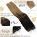 Ugeat Remy Real Hair Extensions - Ombre Brown Invisible Micro Loop Extensions | 35cm 50g 50 Strands Balayage #2/6/12 - Buy Online on GoSupps.com