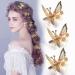 Gold Metal 3D Butterfly Hair Clips Set - 12 Pieces | Cute Hair Barrettes Pins for Women and Girls - Buy Online on GoSupps.com
