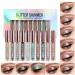 10-colored metallic glitter of liquid eyeshadow set waterproof smoky eyeshadow set durable fast drying glitter eye shadow eyes make-up kits (a)