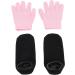 Moisturising Gel Spa Socks and Gloves Set Essential Oil for Dry Cracked Hands Feet with Pink Gloves and Black Socks Soft Cotton Material for Smooth Skin - Buy Online on GoSupps.com
