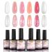 Kredioo Gel Nail Polish 5 Sheer Pink 1 Shimmer Pearl Mermaid Nails Art Polishes Set Professional UV Cured Gels Salon Quality Manicure Long Lasting-0.25fl.oz PearlGel