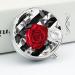 Decorative Round Pill Box - Black White Stripes & Red Rose - 3 Compartment Metal Pill Organizer for Travel - Buy Online on GoSupps.com