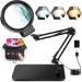 HQGZQL 10X 30X Large Magnifying Glass with Light and Stand 5-inch Lighted Magnifier 72 LED 3 Color Modes Stepless Dimmable Reading Craft Hobby Close Work Reading