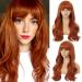 FAELBATY Long Orange Wig Curly Wave Wigs With Bangs Synthetic Cosplay Wig for Girl Super Long Orange Wigs for Women (26" Orange)