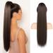 Flufymooz ponytail extension horse -tailed extension 66 cm long straight horse tail with cord curly ponytail Synthetic hair part for women (dark chocolate brown) 66 cm dark chocolate brown