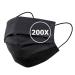 TBOC Disposable Hygiene Mask - Polypropylene Mask 3 Layers Soft Lightweight Breathable with Nose Clip 200 Black Units
