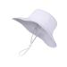 LANGZHEN Beach Sun Protection Hat for Baby Girls Adjustable Toddler Kids Hat Wide Brim Summer Play Hat with Chin Strap White XL