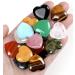 10 PCS Heart Crystals Stones Healing Crystal Palm Natural Polished Love Shaped Gemstones Rose Quartz Amethyst Assorted Set Bulk Wholesale Reiki Energy Balancing Meditation Gift Multi-colored - 10pcs Crystal