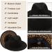 UTOWO Two-Tone Felt Fedora Panama Hat for Women Men - Wide Brim Black & Leopard Patchwork Jazz Cap - 7 1/4 Size - Buy Online on GoSupps.com