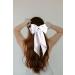 Satin Hair Barrettes Clip for Women Large Bow Hair Slides Metal Clips French Barrette Bowknot with Long Tail Silk Hair Bow Hairpin 90's Hair Accessories (White Pink) - Buy Online on GoSupps.com
