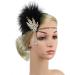 Z&X 1920s Feather Headband Gatsby Party Headpieces for Women Rhinestone 20s Roaring Hair Accessories Black Gold #010 Black Gold - Buy Online on GoSupps.com