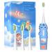 Kids Electric Toothbrushes - Rechargeable Smart Toothbrush for Toddler Electric Toothbrushes for Boys Girls Age 3-12 2 Mins Timer 6 Modes 4 Brush Heads IPX7 Waterproof (Blue)