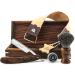 Hand Assembled Classic Collection Vintage Barber Salon Outstanding Wooden Box Straight Cut Throat Wooden Shaving Razor Wooden Black Badger Hair Shaving Brush Leather Strop And Honing Paste. Set 5 Pc Luxury Kit.