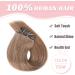 Vlasy Clip in Human Hair Extensions - 7 Pieces Seamless Natural Thick Weft Hair, Medium Ash Brown, 8 Inch (40g), 10A Grade - for Women - Buy Online on GoSupps.com