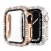 Recoppa 2-Pack Bling Case Compatible for Apple Watch 45mm Series 8/7 with Screen Protector Hard PC Shockproof Crystal Diamond Rhinestone Bumper Full Face Cover for iWatch Women (45mm Clear/Rosegold) 45mm Clear/Rosegold