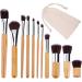 Voko 11 pieces make-up brush set natural bamboo soft synthetic make-up brush set concealers lip eyeshadow blending brush kit with travel bag