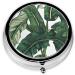Tropical Banana Palm Leaves Mini Round Pill Box | 3 Compartment Portable Organizer for Travel & Home - Buy Online on GoSupps.com