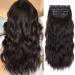 20 Inches Dark Brown Hair Extensions clip in 4Pcs Synthetic Clip in Hair Extension Curly Hair Extensions Clip in Natural Thick Hair Extensions Wavy Hair Pieces for Women (Color:Dark Brown)