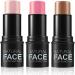 Contour Stick 3Pcs Set 3 Colors Waterproof Long Lasting Blush Stick Natural Finish Multipurpose Highlighter Makeup Stick for Cheeks Lips All Skin Highlighter Makeup Stick Contour Kit Cream - Buy Online on GoSupps.com