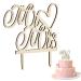 Mr and Mrs Cake Topper 5.6x5 Inch Elegant Wood Wedding Cake Topper Mr & Mrs Sign for Wedding Cake Engaged Cake Topper Wedding Party Supplies Cake Decoration
