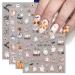 JMEOWIO 3D Embossed Halloween Nail Art Stickers Decals Self-Adhesive 5D Cute Ghost Pink Star Nail Supplies Nail Art Design Decoration Accessories 4 Sheets