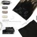 Moresoo Balayage Clip in Human Hair Extensions - Natural Black to Dark Brown with Caramel Blonde - 24 Inch 5 Pieces/70g #1B/3/27 - Buy Online on GoSupps.com