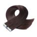 Tape in - on hair extensions - # 2 - dark brown - 70cm - 30 bricks each 4cm wide / 2.5g - 100% remy real hair hair extension / extension with adhesive tape Tresse by Novon hair extensions 30 tresses - 40cm / 2.5g 75g each