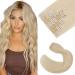 Elailite Clip in Extensions Remy Human Hair Double Weft Thick Volume Hair Extension Straight 25cm 110g #70 White Bleach