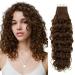 Runature real hair extensions tape curl brown 40cm hair extension real hair tapes invisible extensions tape in extensions curly real hair brown human hair 20 pieces 50g color #4nw 40.64 cm TP #4-NW