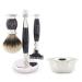 JAG Shaving Razor Set - 4 -piece shaving set - Jag's Lee Range - Silberspitz Dachshaar Razor brush - 3 edge of shaving blades Sausshobel - Shaving bowl - shaving rack - black gift set