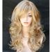 BERON 21 Stylish Long Curly Wavy Blonde Hair Wig with Bangs Party Perruque Halloween Cosplay Party Costume Wig(Mixed Blonde) Mix Blonde
